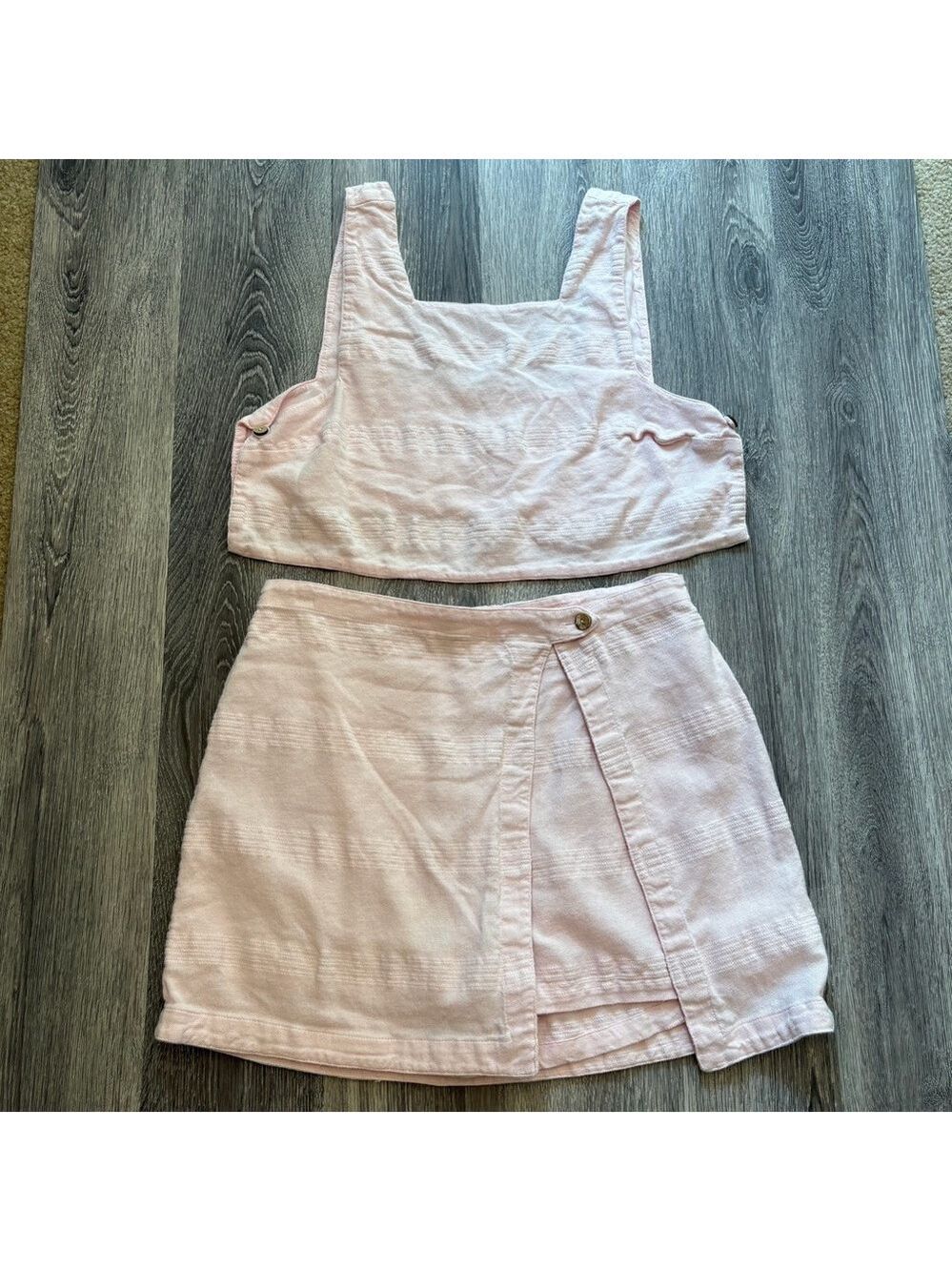 Free People Ain’t Nothing Like it Light Pink Textured Skort Set Size L